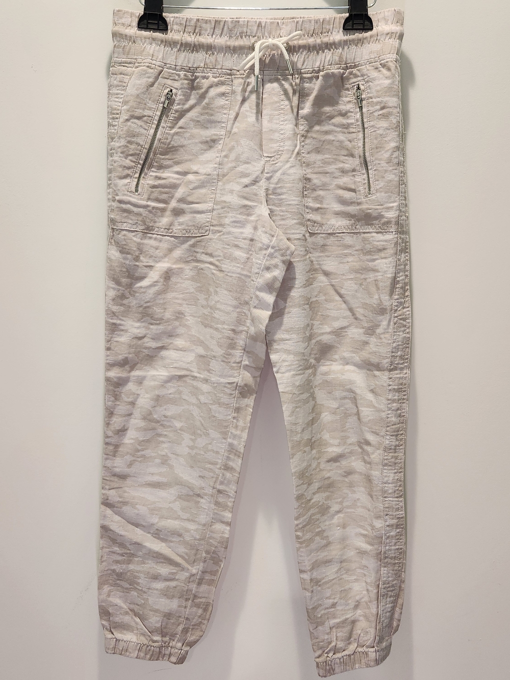 Athleta Cabo Tide Linen Jogger Camo Size 6 Zip Pockets